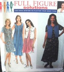 7092 TIED TUCK DRESS LENGTHS SLVS OR NOT,VEST PATTERN 18-24W